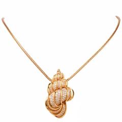 Kurt Wayne 11.00 Carats Diamonds Gold Shell Pendant Necklace 5
