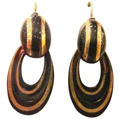 Antique Pique and Gold Hoop Earrings