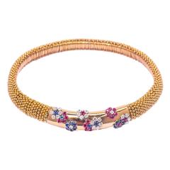 1950s Van Cleef & Arpels Ruby Sapphire Diamond Gold "Couscous" Necklace