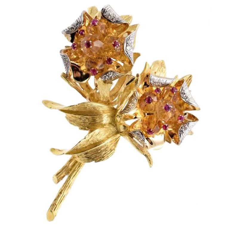 Karbra Golden Topaz Brooch For Sale at 1stdibs