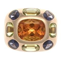 Chanel Baroque Citrine Peridot Tanzanite Gold Ring
