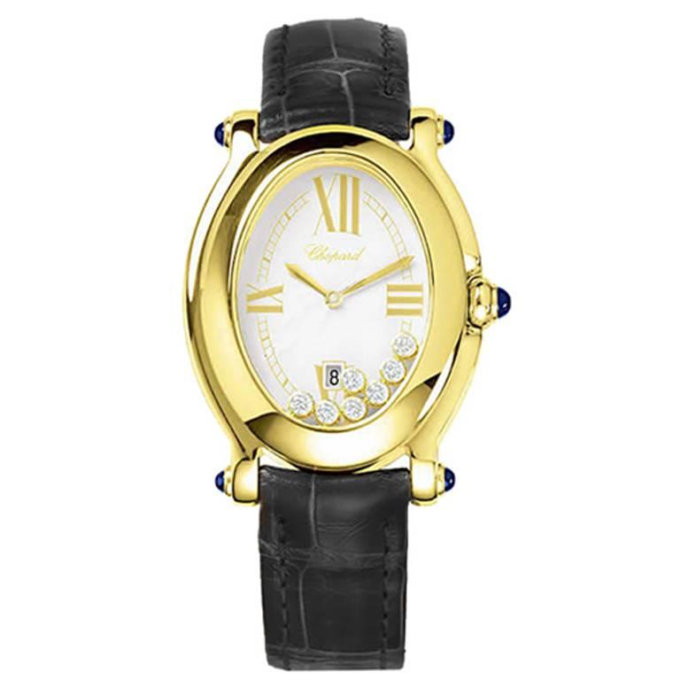 Chopard Ladies Yellow Gold Oval Happy Sport Wristwatch 