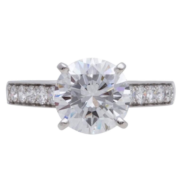 Cartier GIA Cert 3.04 Carat Diamond Platinum Engagement Ring For