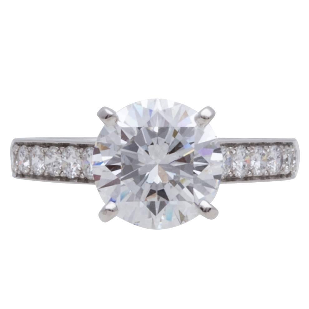 Cartier GIA Cert 3.04 Carat Diamond Platinum Engagement Ring For Sale