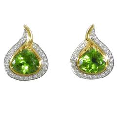 Angela Cummings Peridot Diamond Gold Earrings 3