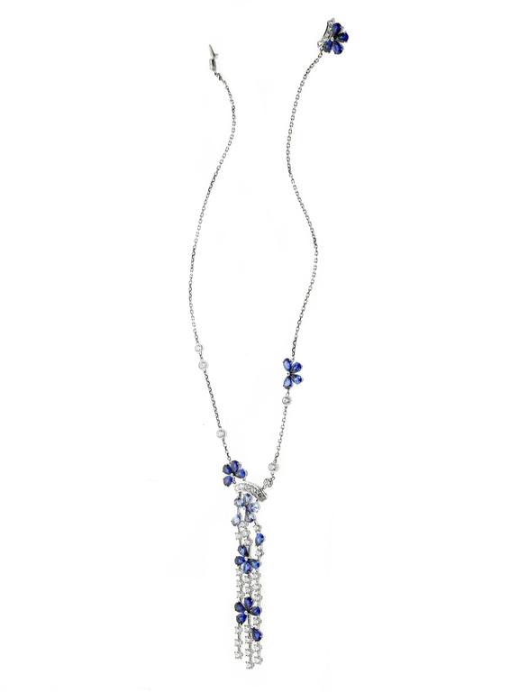 Van Cleef and Arpels Sapphire Diamond Gold Drop Necklace at 1stDibs