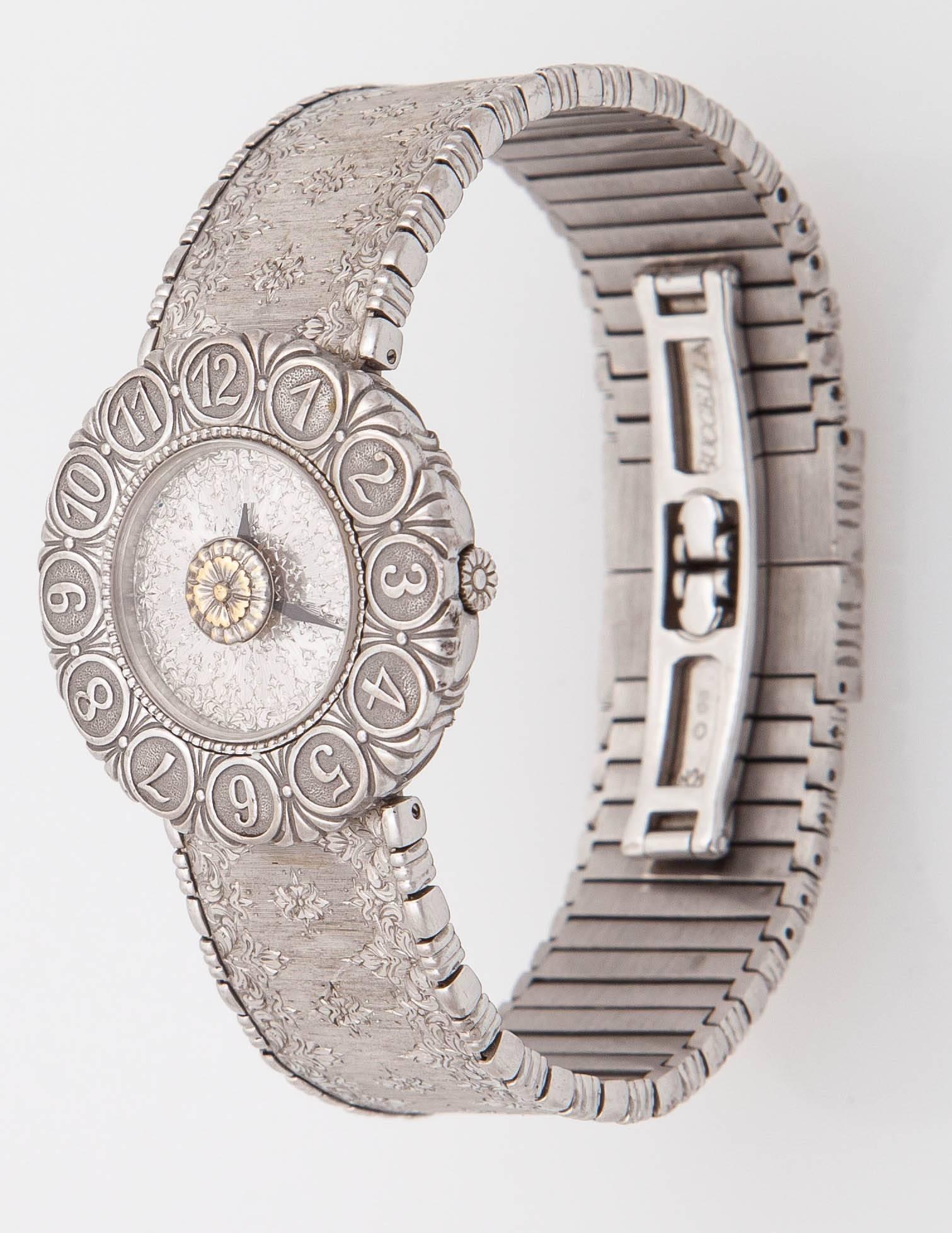 Buccellati White Gold ELIO Bukhara Engraved Quartz Wristwatch 2