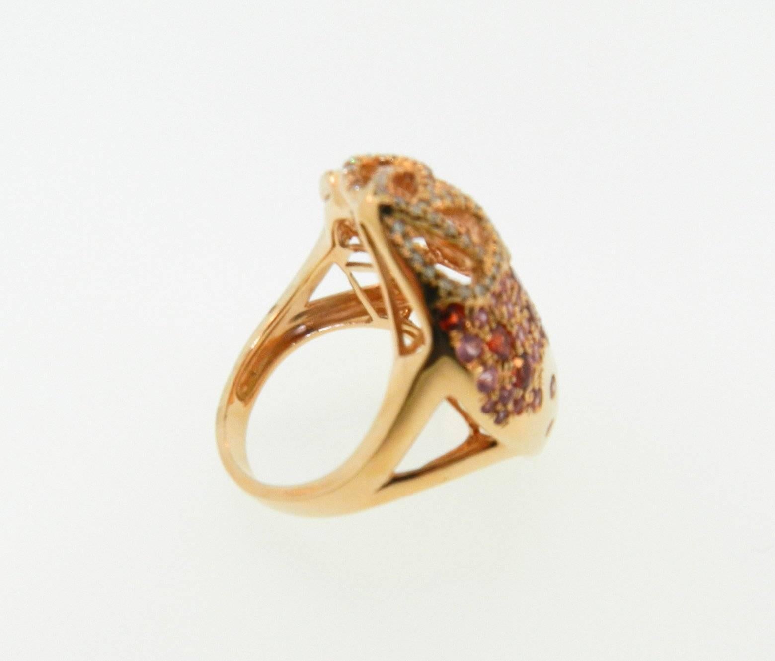 Artist Sapphire Diamond Gold Cocktail Ring For Sale