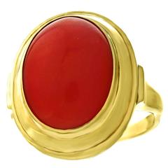 1950s Modernist Natural Coral Gold Ring