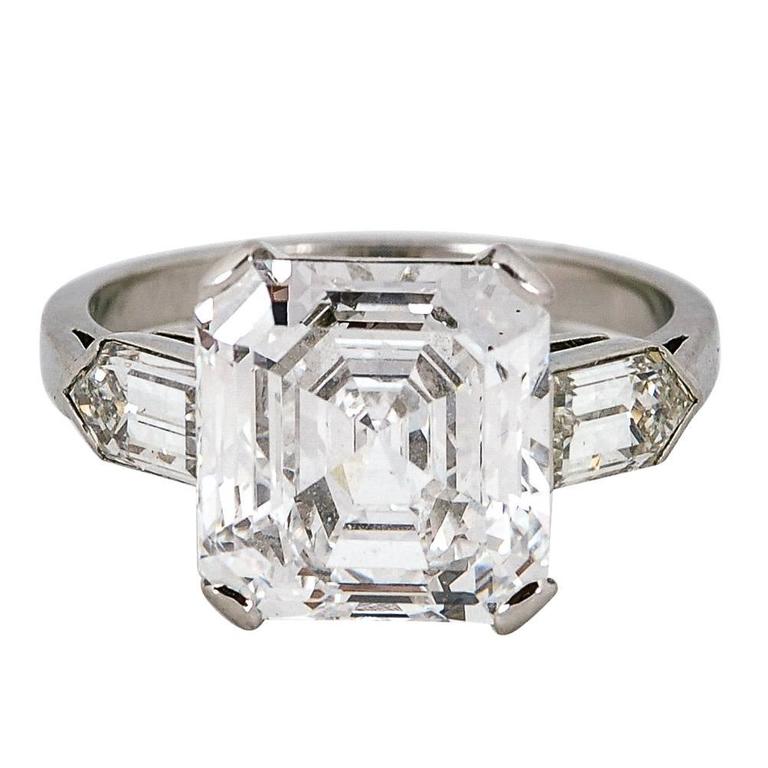 4.76 Carat Asscher Cut Diamond Platinum Ring at 1stDibs | 4 carat