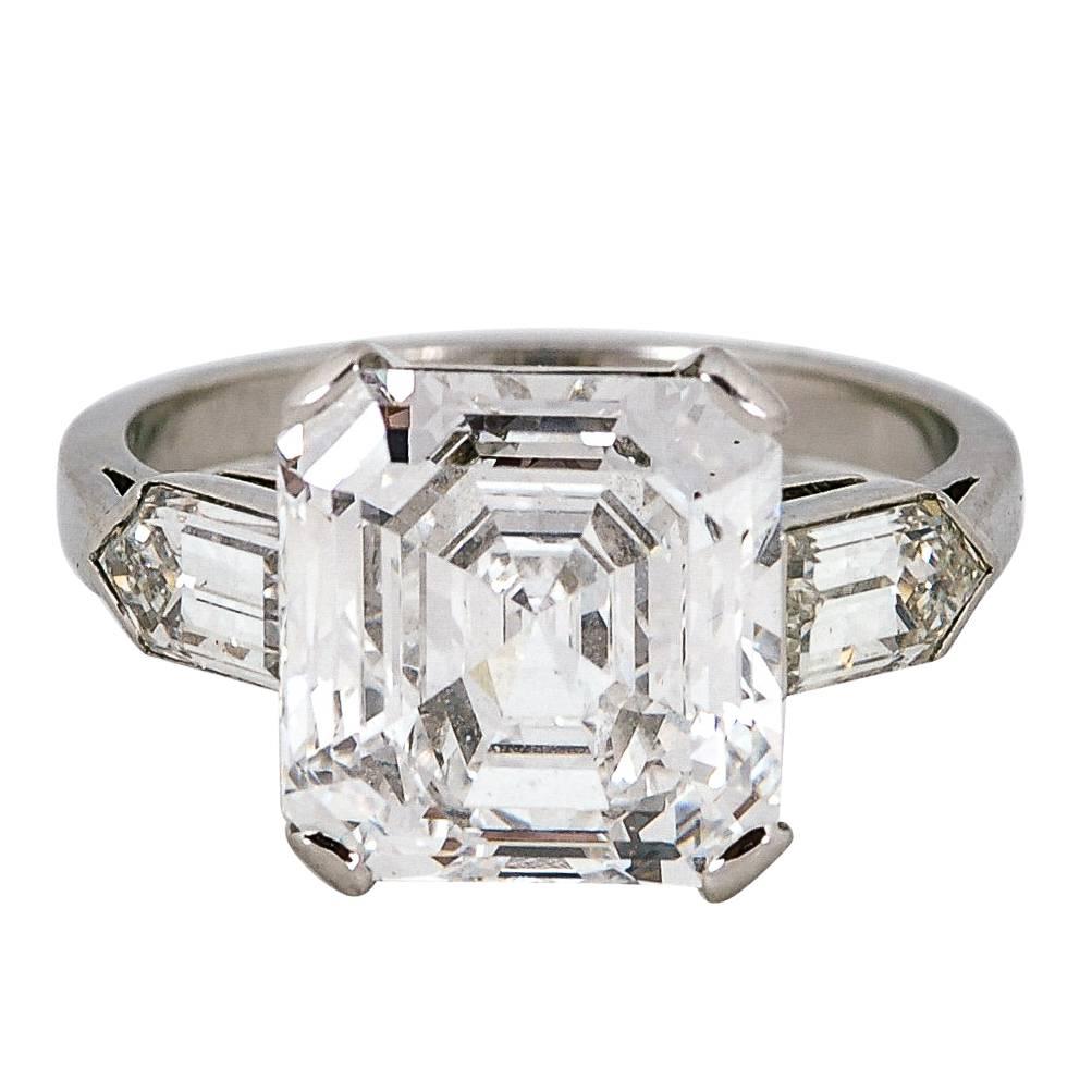 4.76 Carat Asscher Cut Diamond Platinum Ring