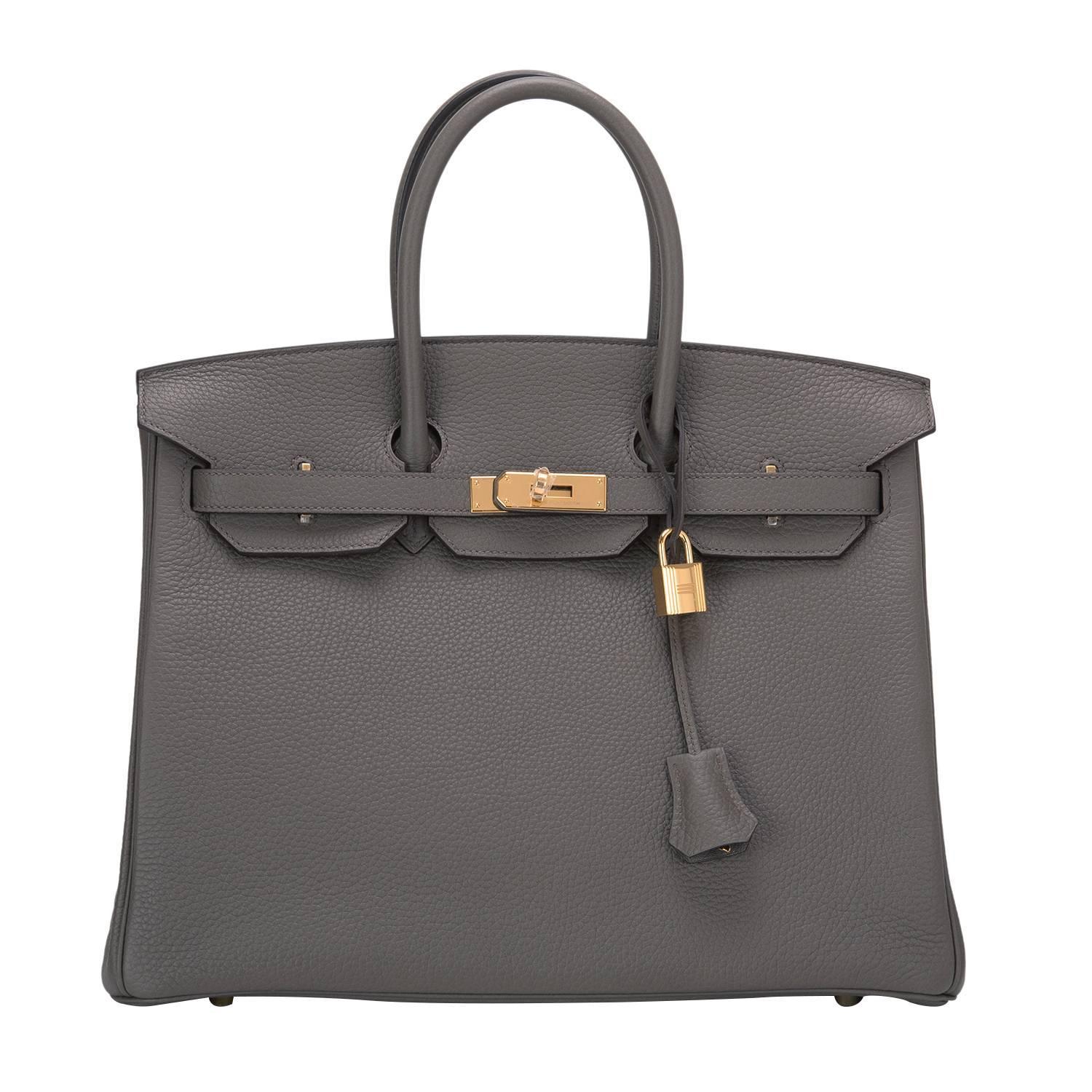 Hermes Etain Clemence Birkin 35cm Gold Hardware For Sale at 1stdibs