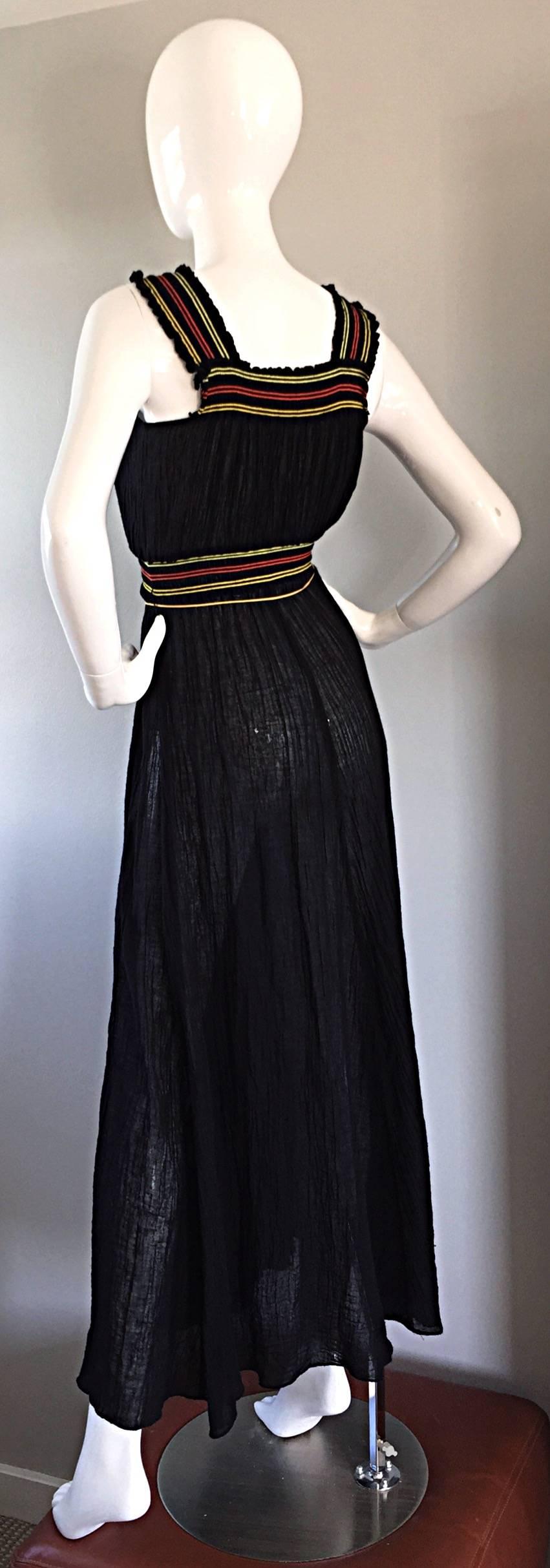 Women's Chic Miguelina for Bergdorf Goodman Black Cotton Maxi Dress 