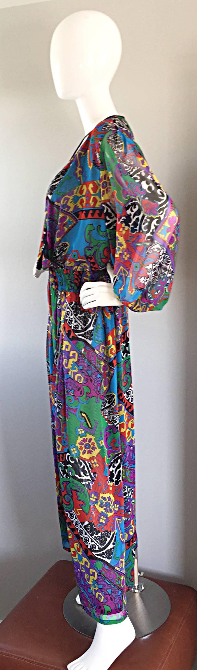 Amazing Vintage Diane Fres Colorful Psychedelic Boho Jumpsuit w/ Tassels   4