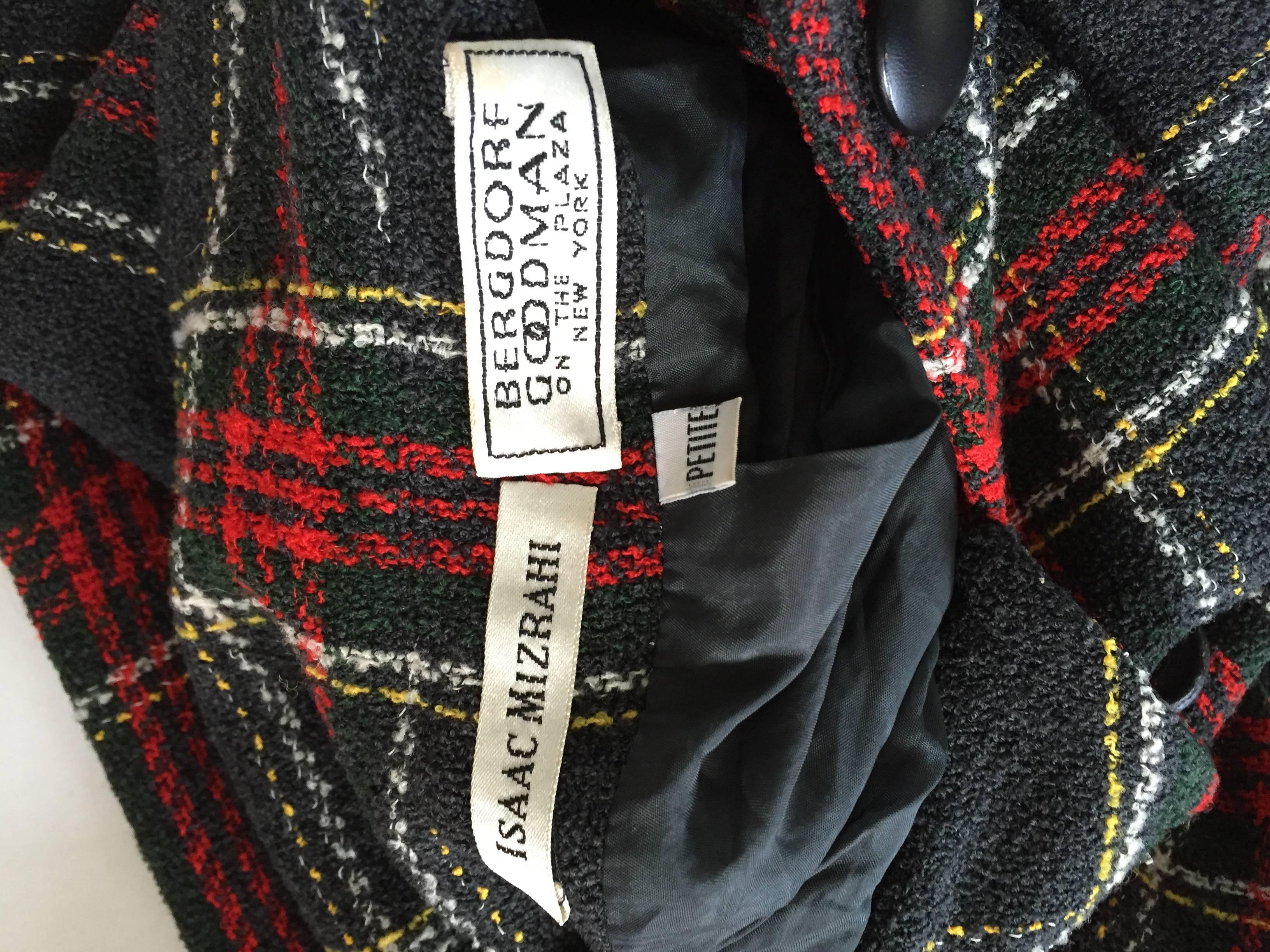 Vintage Isaac Mizrahi for Bergdorf Goodman Tartan Plaid Wool Jacket / Coat 1