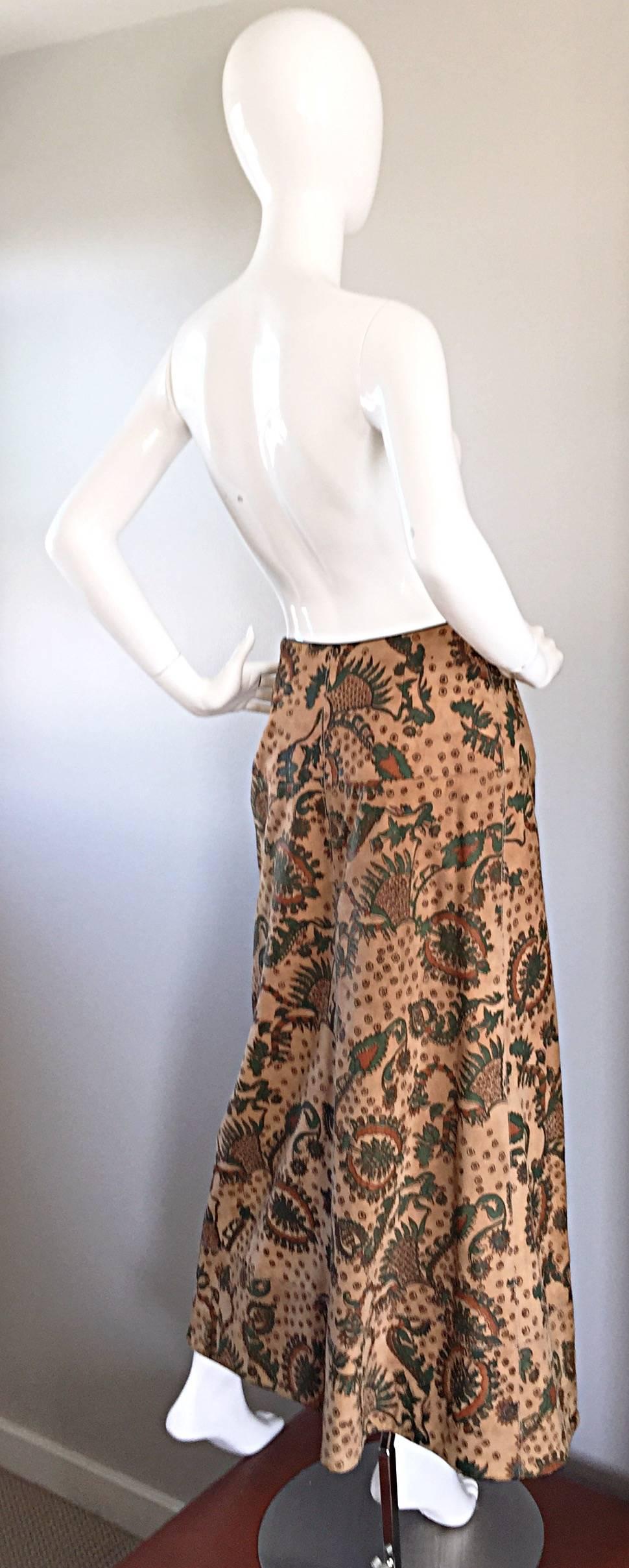 Exceptional and rare vintage Geoffrey Beene 'Bazaar' 1970s 70s suede leather maxi skirt! From Beene's first label, 