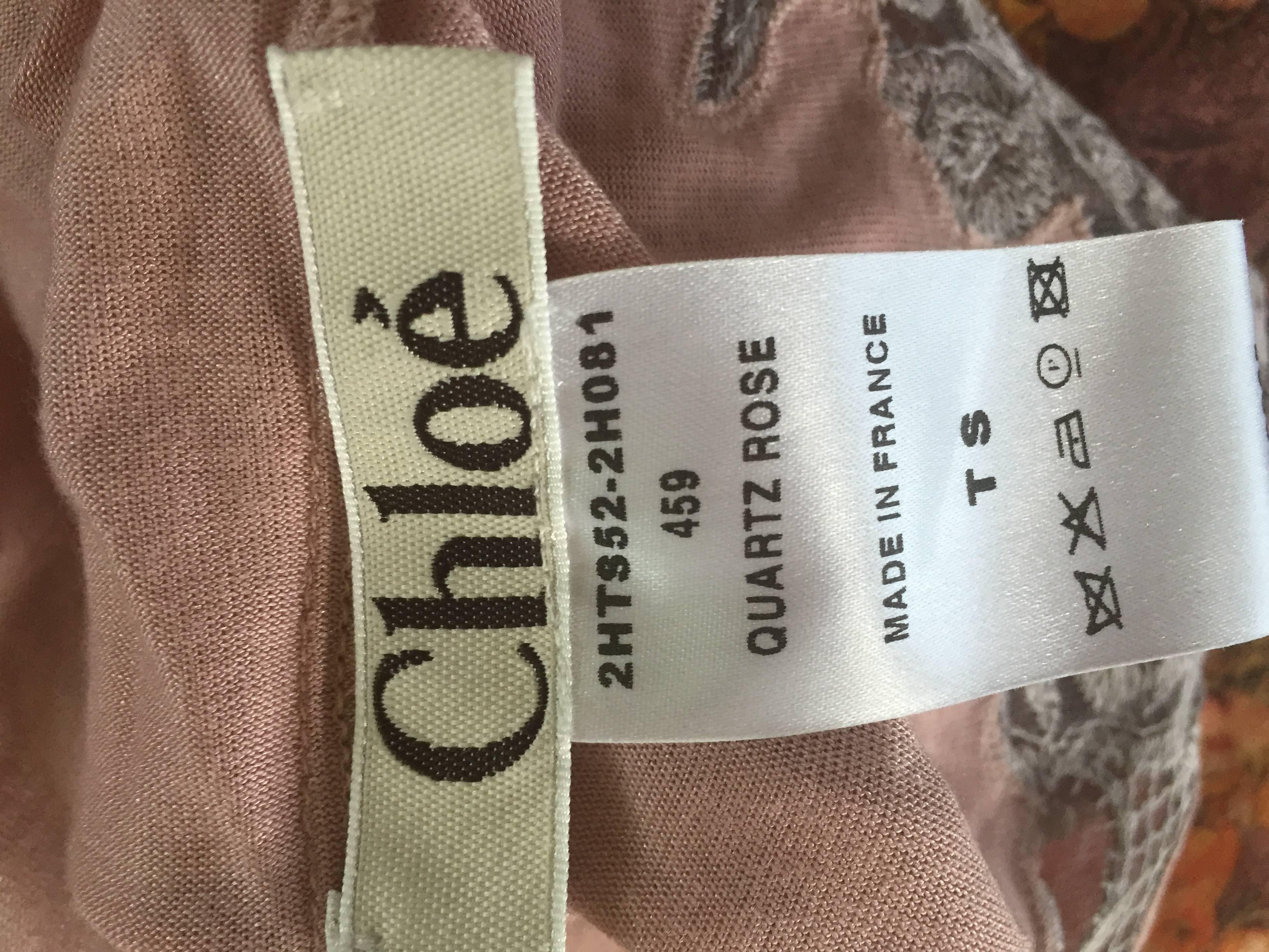 Phoebe Philo for Chloe Pink + Gray Blouse w/ Beautiful Lace Detail For Sale 1