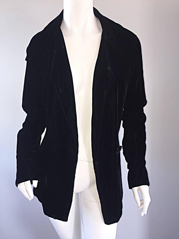 60's Black Velvet Jacket with Fur Collar main image 1