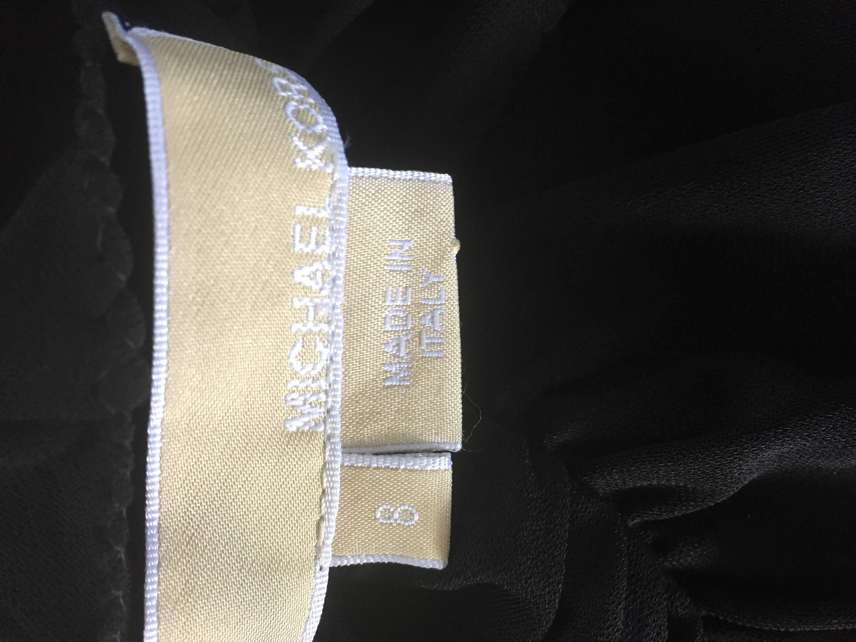Michael Kors Collection Black Cap Sleeve Jersey Little Black Dress Size 8 LBD For Sale 3
