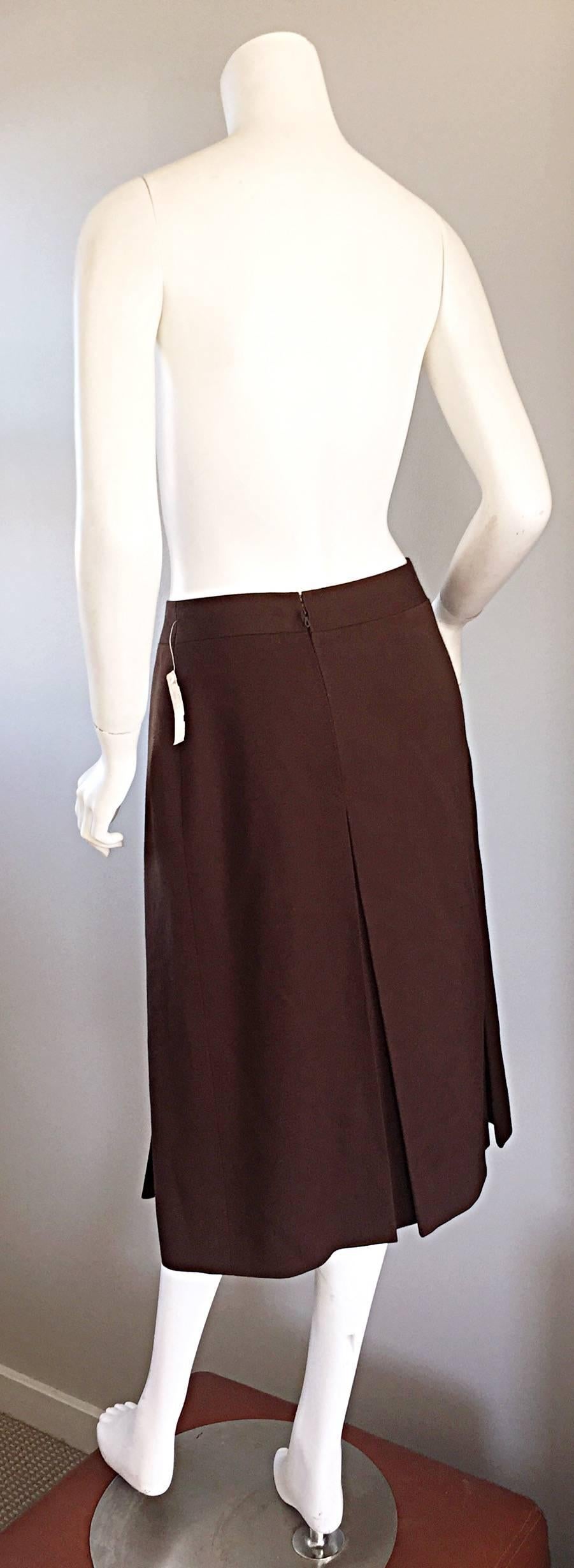 Neu Vintage CELINE Braun Wolle Rock w / Horsebit Detail Plus Größe Größe 48 / US 14 Damen