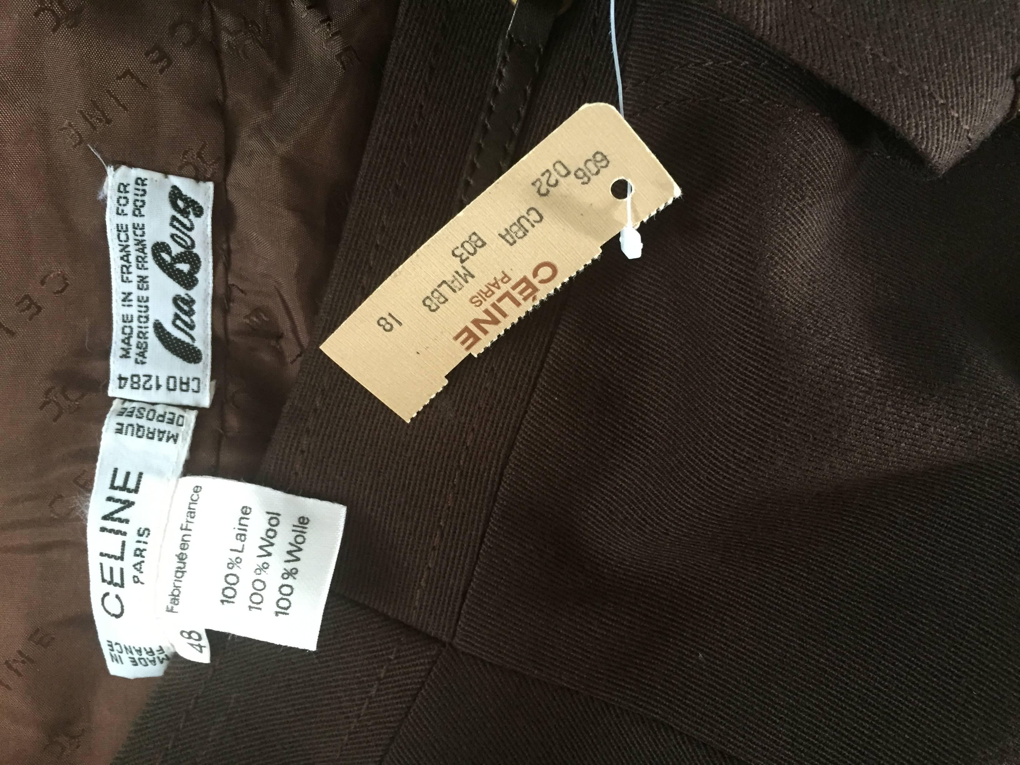 Neu Vintage CELINE Braun Wolle Rock w / Horsebit Detail Plus Größe Größe 48 / US 14 4