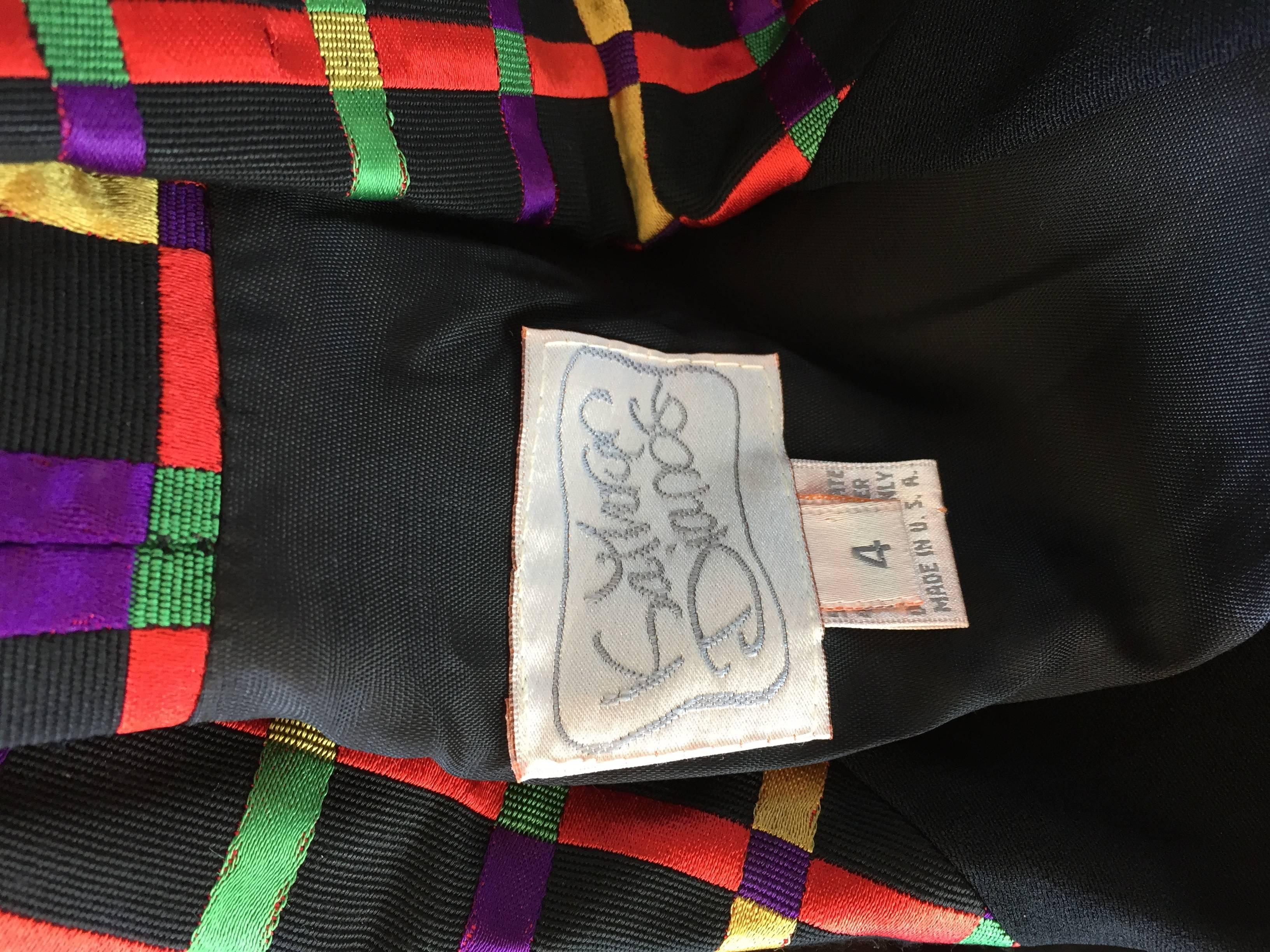 Vintage Kathryn Dianos Black Jacket Dress w/ Plaid Details + Dome Buttons 6