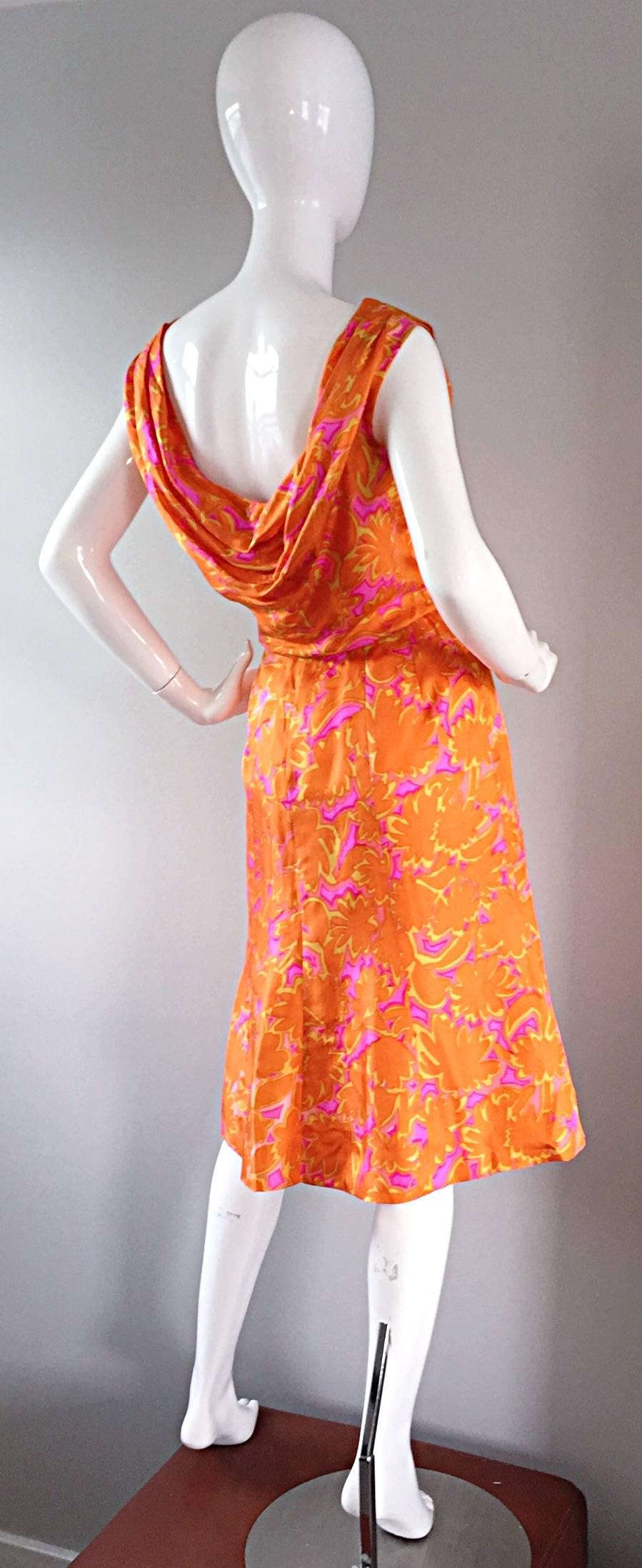 pink and orange silk dress