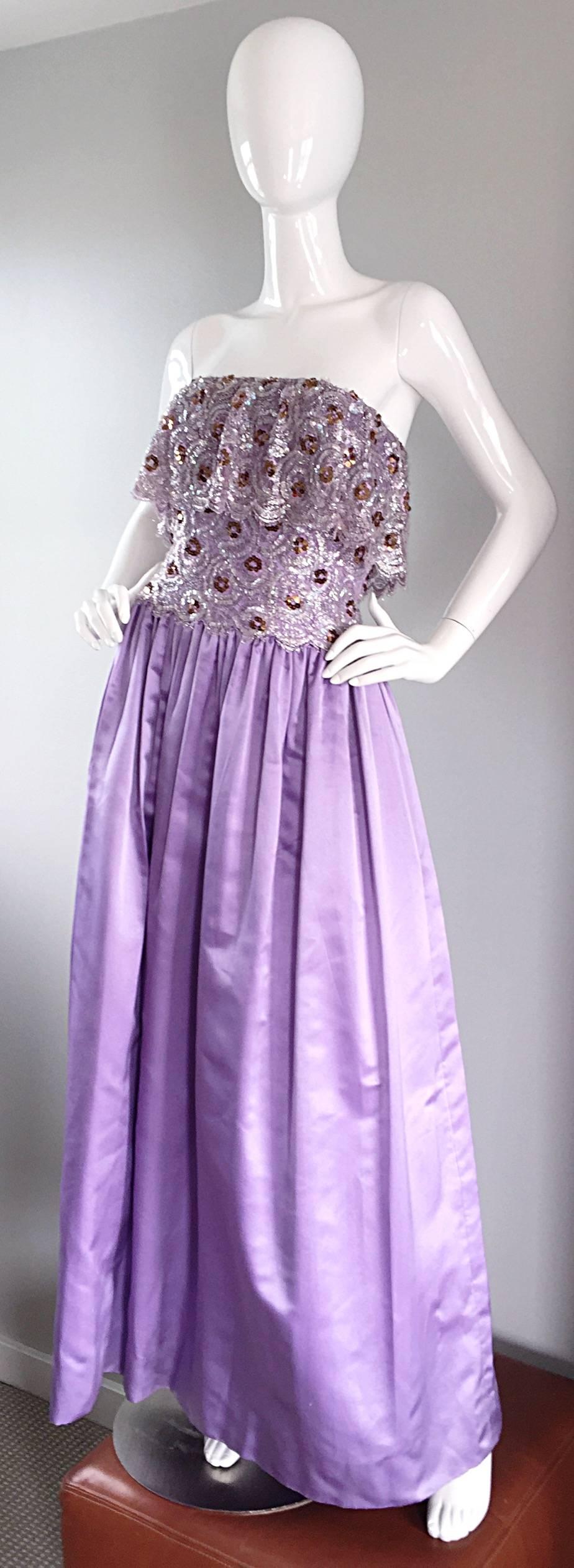 lavender satin gown