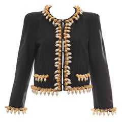 Jeremy Scott for Moschino Black Cotton Silk Jacket With Thimble Pearl Adornments