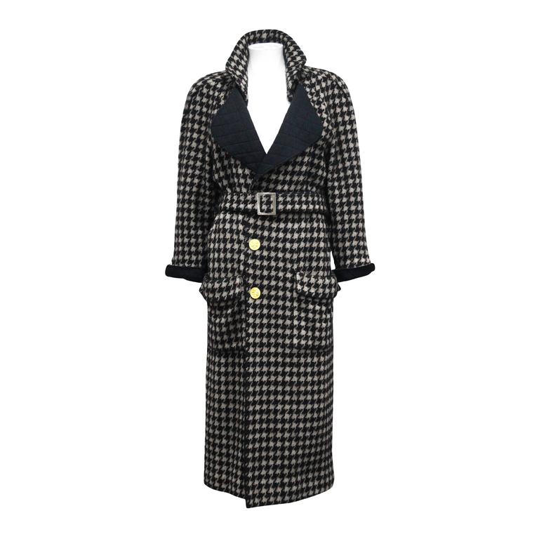 Exceptional Chanel houndstooth tweed coat c. 1980s at 1stDibs