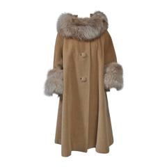 Lilli Ann Camel Swing Coat with Fox