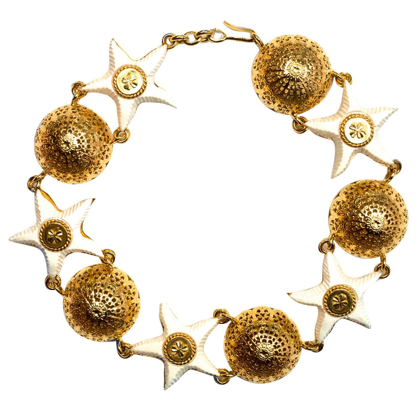 Chanel Vintage Gold & White Starfish Choker