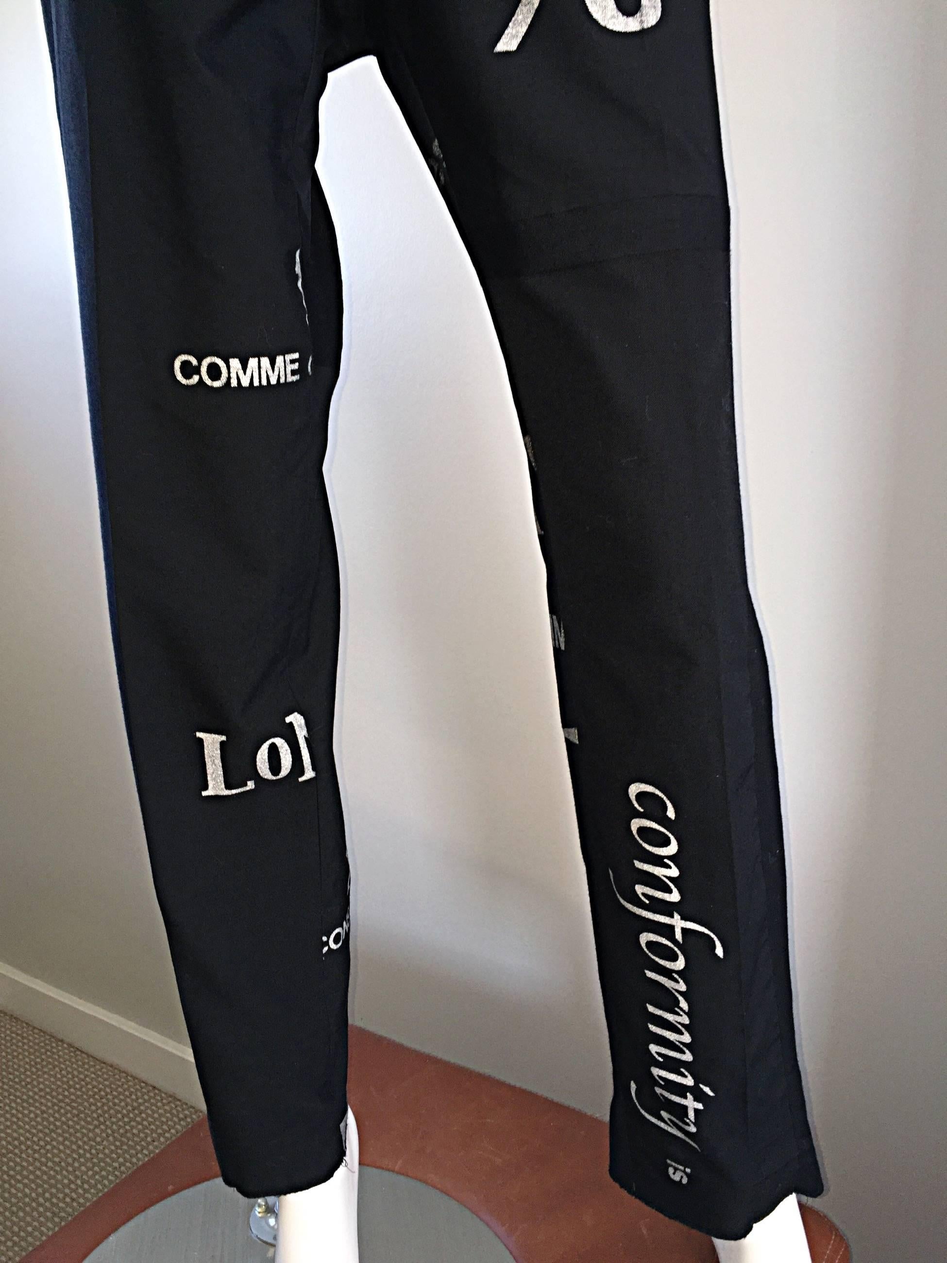 Rare Vintage Comme des Garcons Black Graffiti Unisex Conformity Pants / Trousers 2