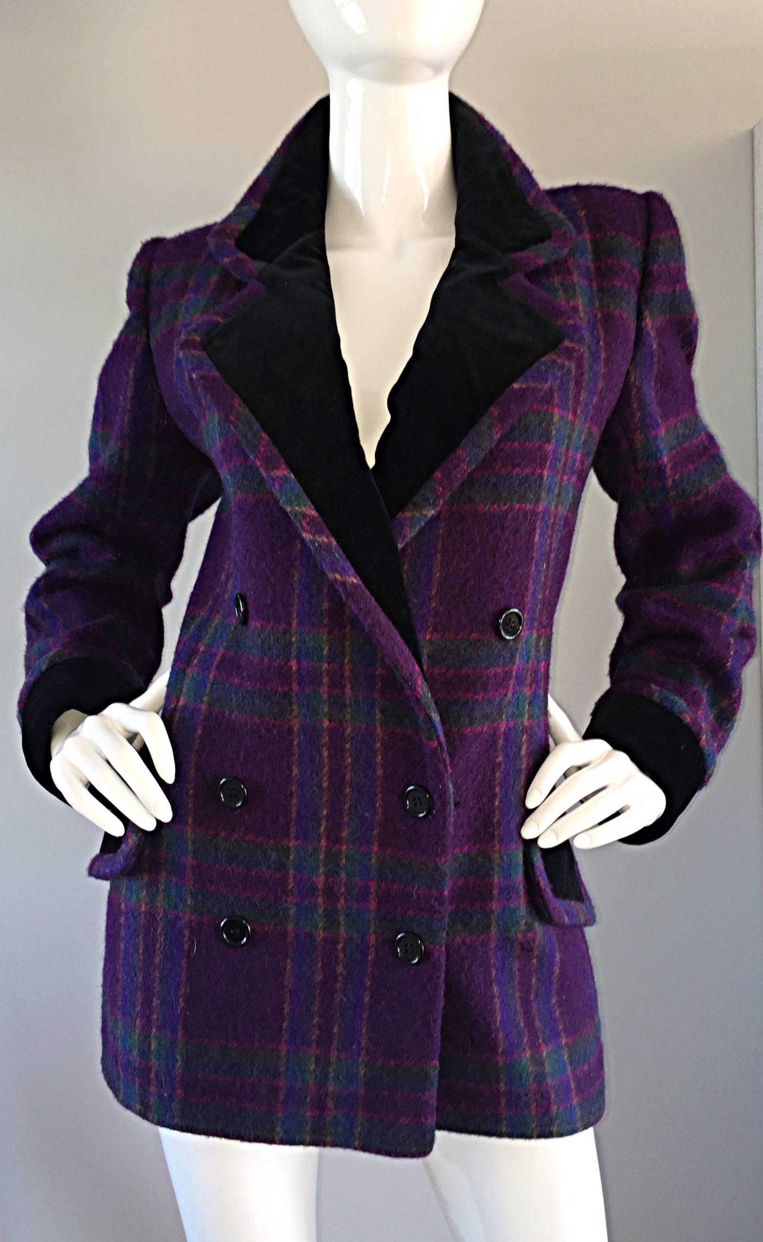 purple plaid blazer