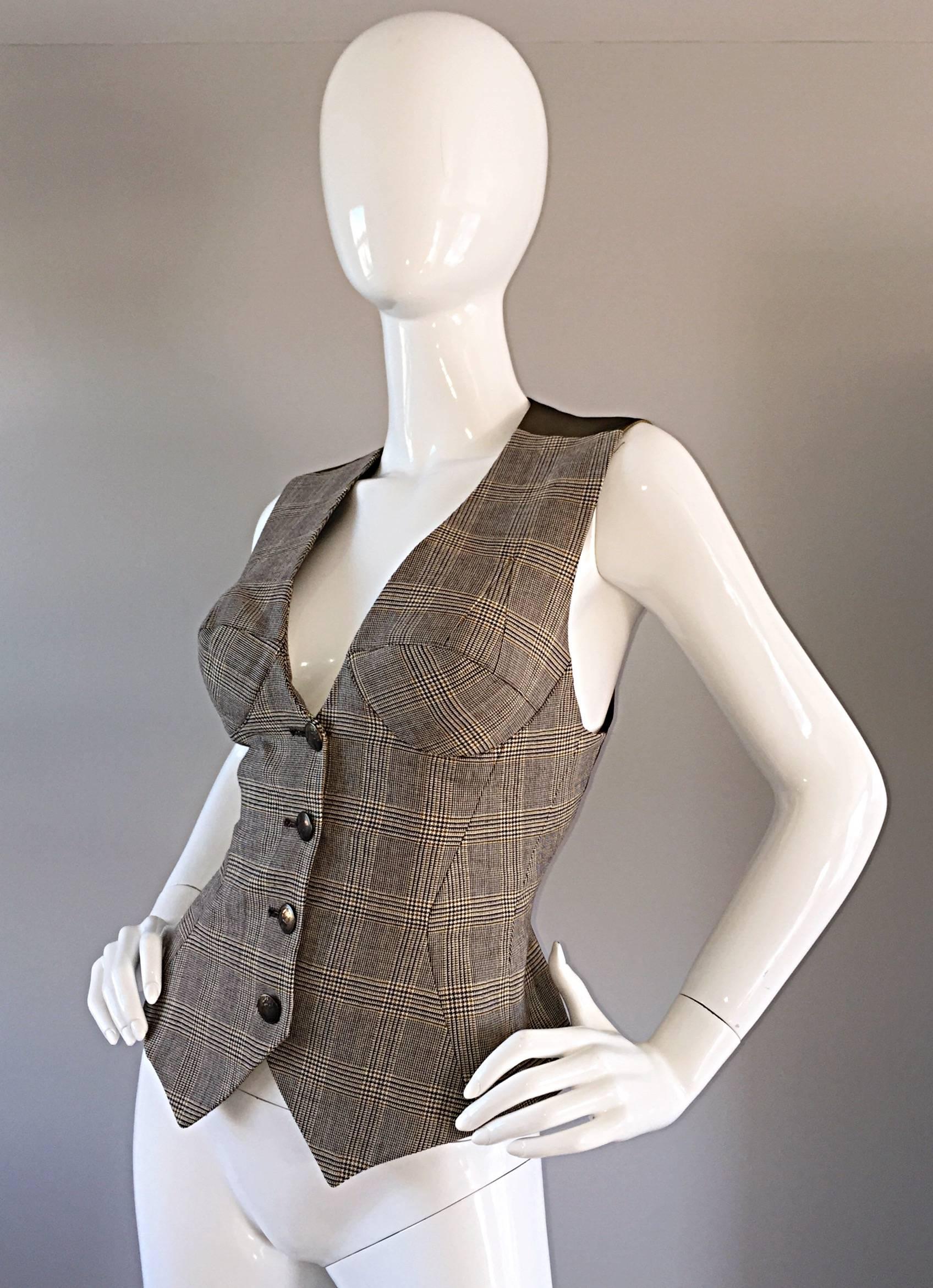 Women's Important Vintage Byron Lars for Bergdorf Goodman ' Cone ' Waist Coat Vest Top