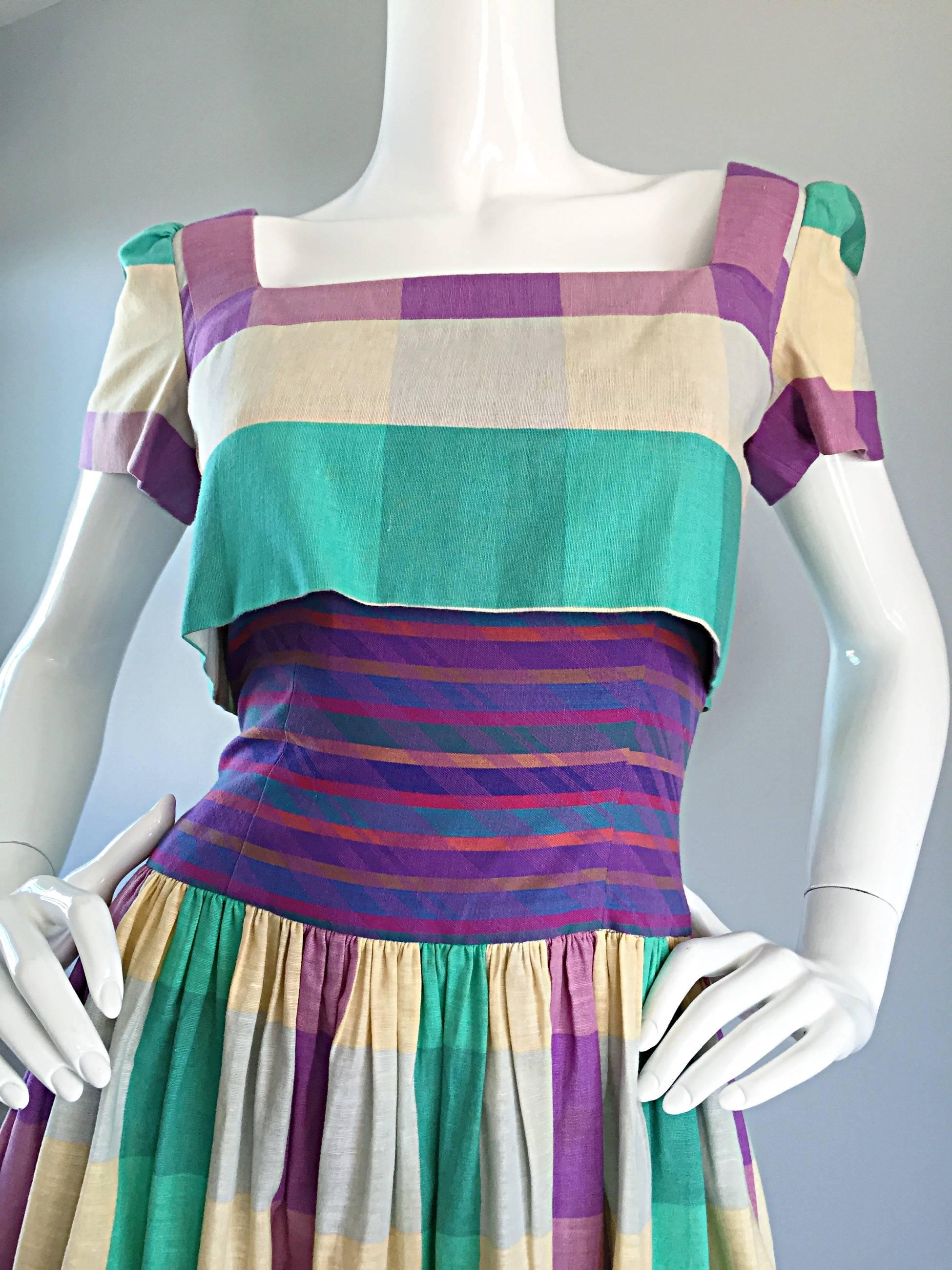 Women's Bob Mackie For Neiman Marcus Important Cotton Plaid 50s Style Vintage Dress For Sale