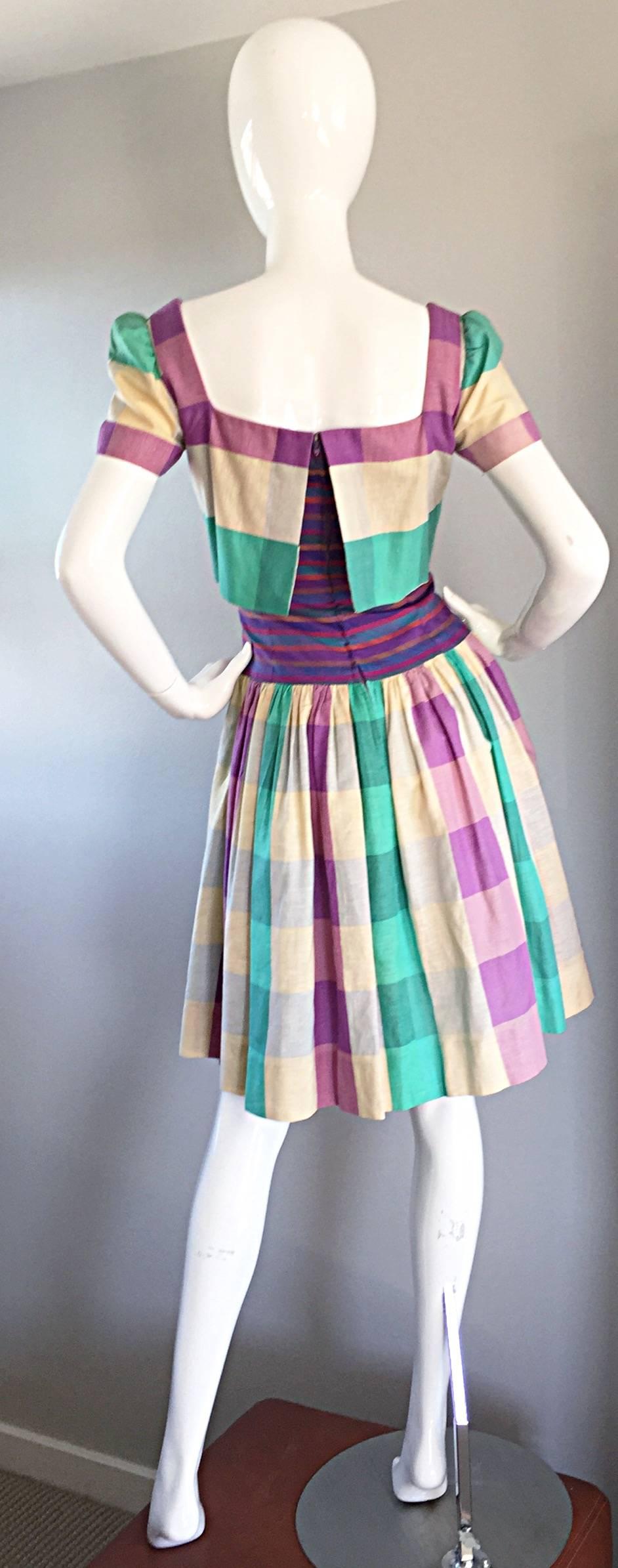 Bob Mackie pour Neiman Marcus - Importante robe vintage à carreaux en coton style des années 50 Pour femmes en vente