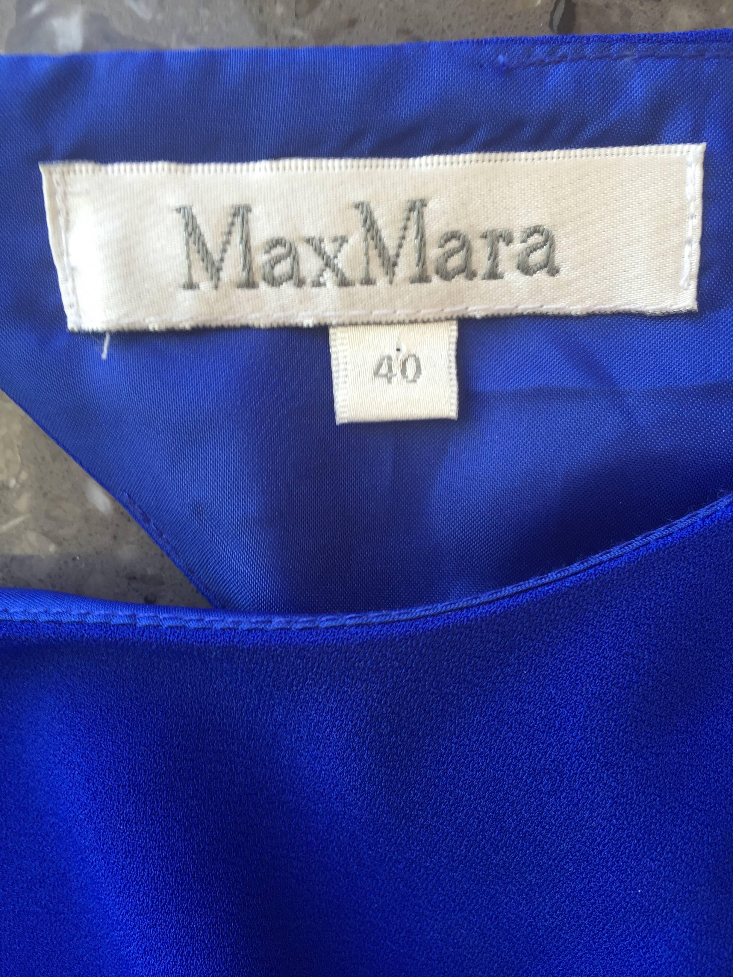 Women's Chic Max Mara Cobalt Blue Silk Jumpsuit w/ Wide Slit Legs + Open Back