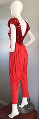 Lipstick Red Vintage Studio 54 Sequin + Jersey Jumpsuit Romper Onesie Outfit