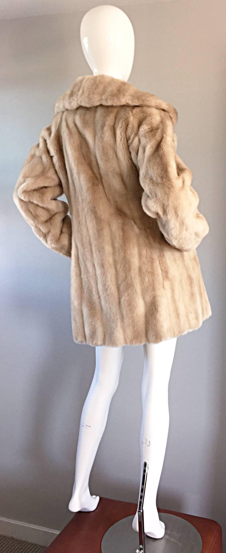 Women's Incredible Vintage Lilli Ann 1960s Faux Fur Blonde Tan 60s Swing Jacket Coat 
