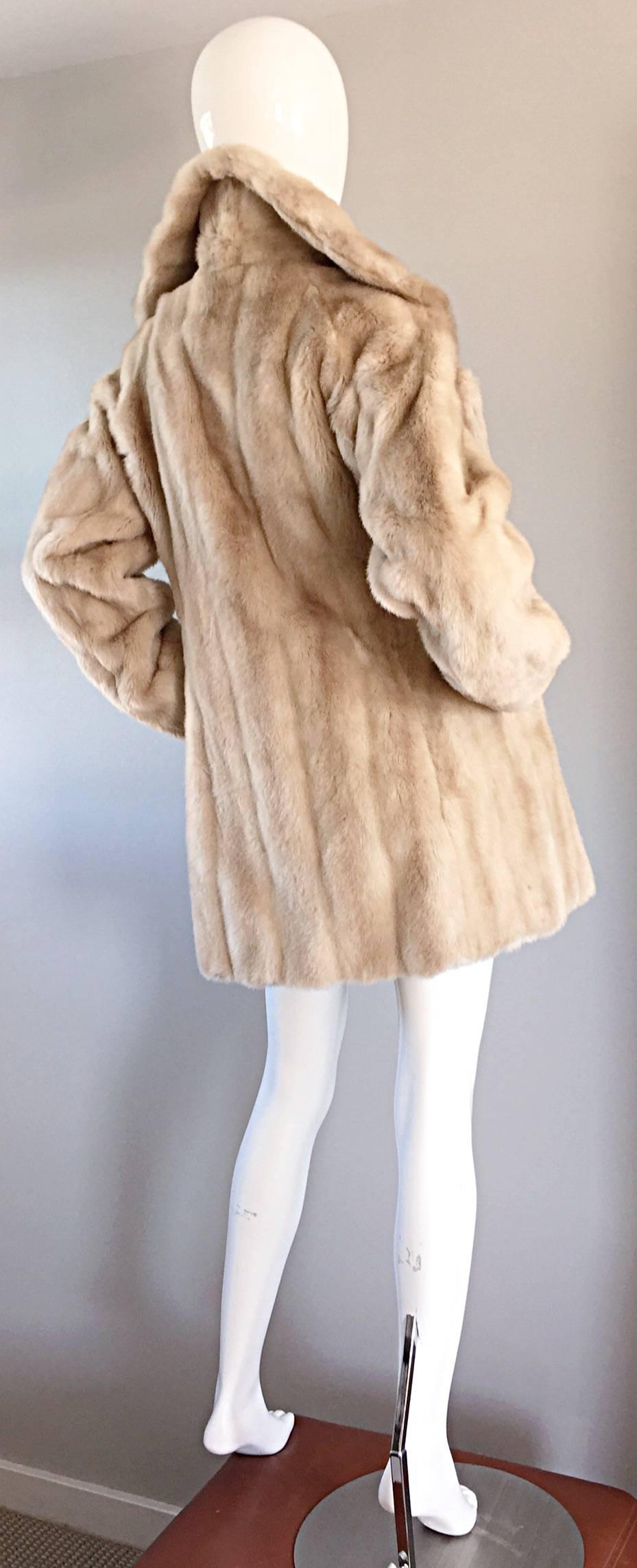 Beige Incredible Vintage Lilli Ann 1960s Faux Fur Blonde Tan 60s Swing Jacket Coat 