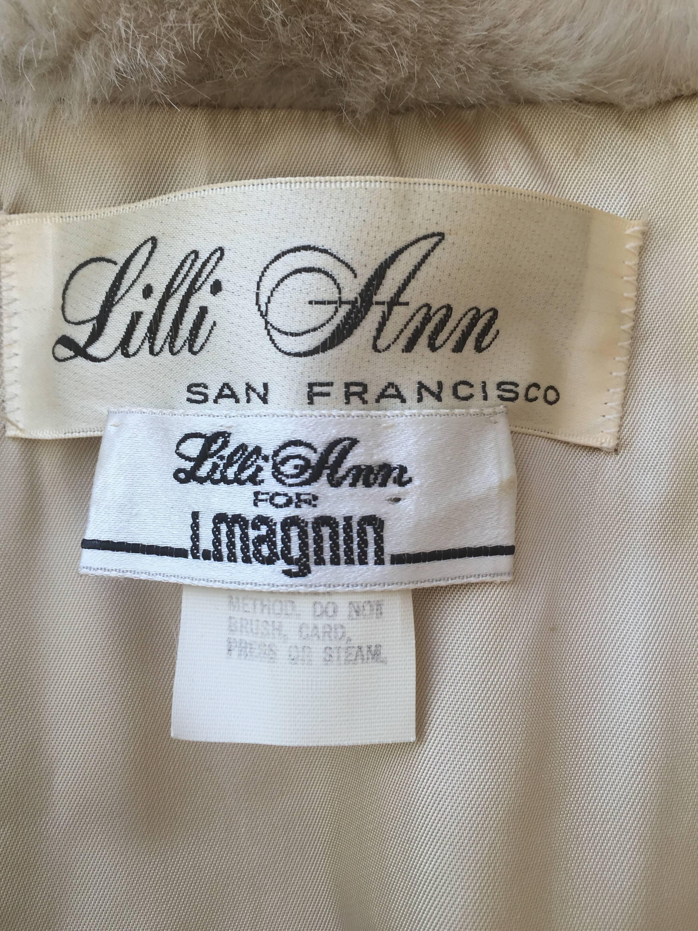 Incredible Vintage Lilli Ann 1960s Faux Fur Blonde Tan 60s Swing Jacket Coat  3