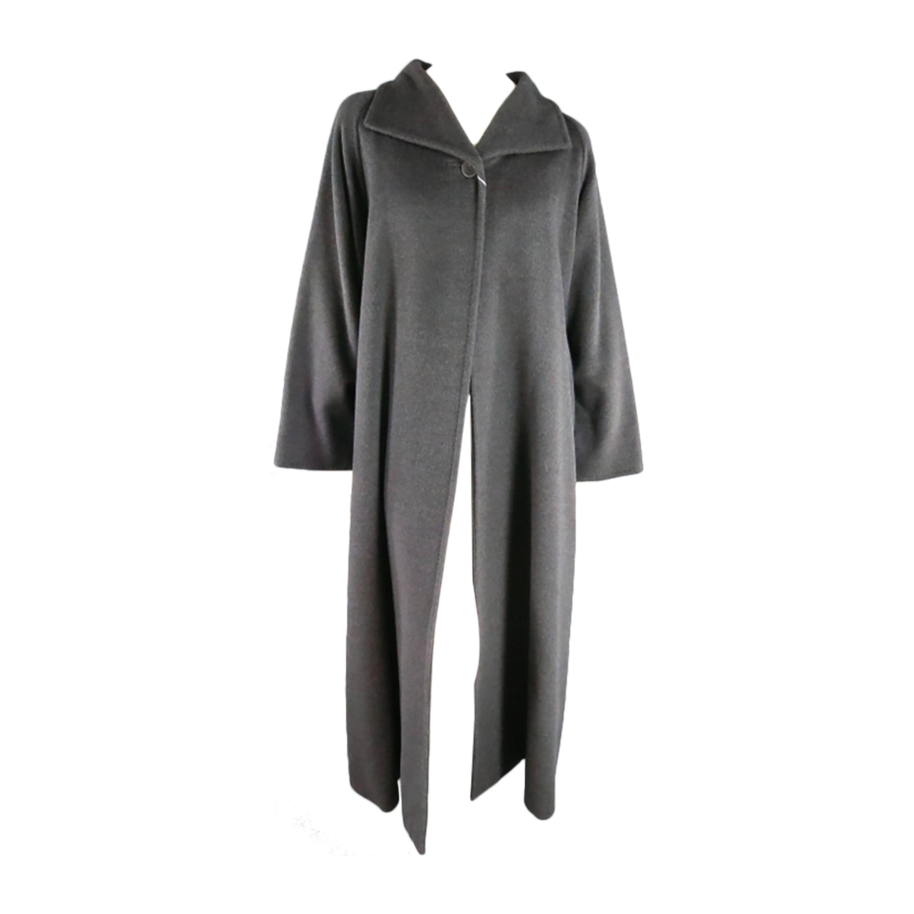 MAX MARA Size 6 Gray Virgin Wool / Cashmer Long Line Collared Single Button Coat