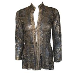 Vintage Thea Porter "Chazara" Black & Gold Lace Evening Jacket Top ca.1975/1978
