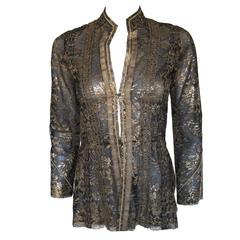 Thea Porter "Chazara" Schwarz & Gold Spitze Abendjacke Top ca.1975/1978