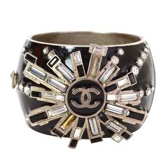 Chanel Black & Crystal Starburst Cuff Bracelet