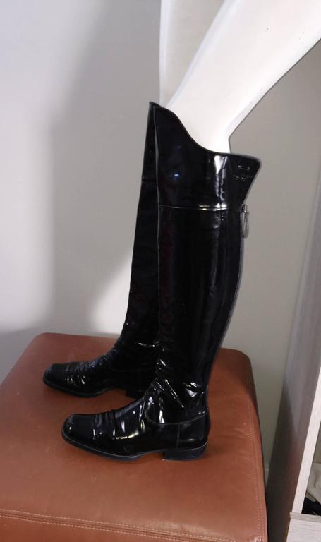patent leather flat boot