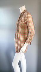 Vintage 1960s Marimekko of Finland 60s Pink and Green Checkered Tunic Mini Dress