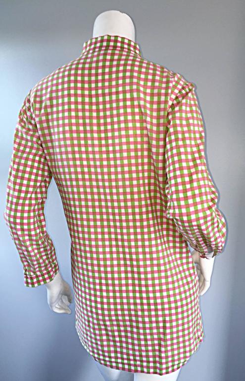 Vintage 1960s Marimekko of Finland 60s Pink and Green Checkered Tunic ...