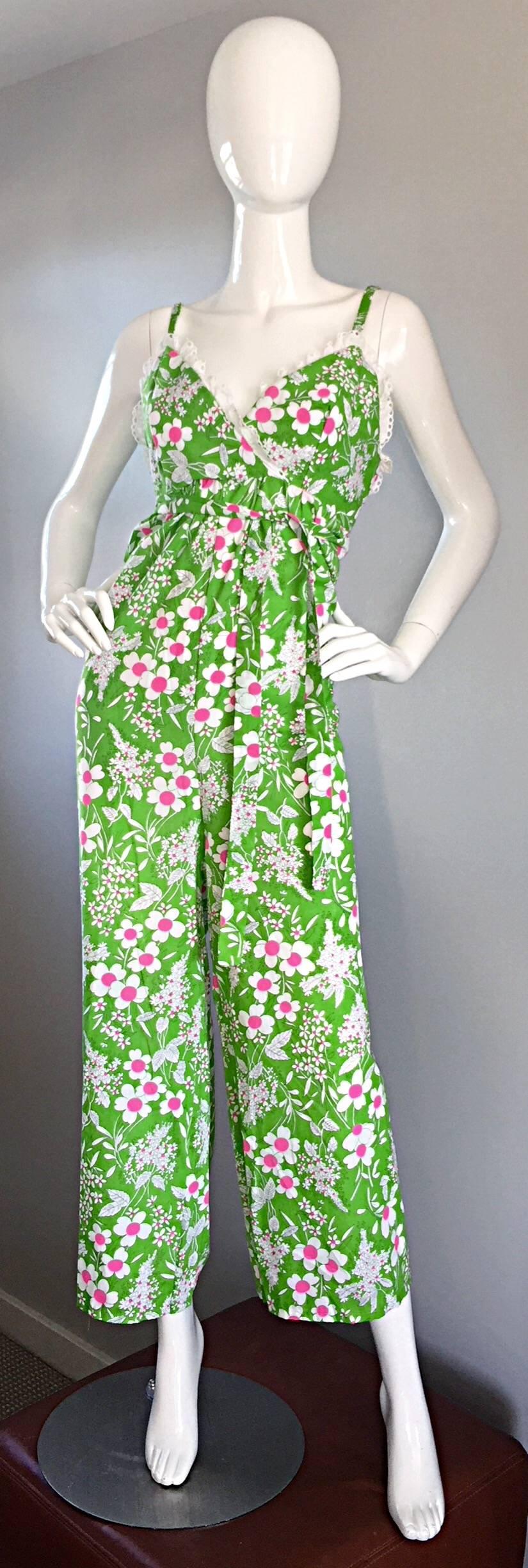 pink and green jumpsuit